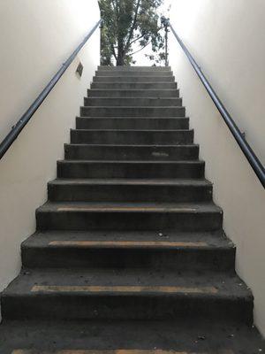 For safety purposes, try to avoid parking upstairs or using this stairwell at night.