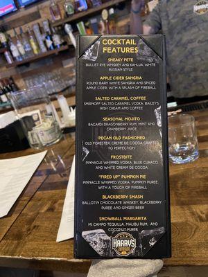 Cocktail menu