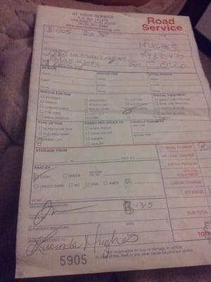 Cant make out the drivers name but heres a photo of my reciept when i picked my vehicle up