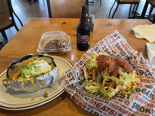 Brisket Tacos, loaded baked potato, IBC Root Beer and Pecan Pie! Yummy!!!!!!!