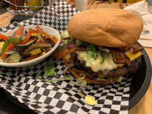 Burger, and Grilled Vegetables