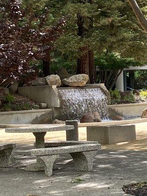 Business Park water fountain. Plenty of outdoor seating.