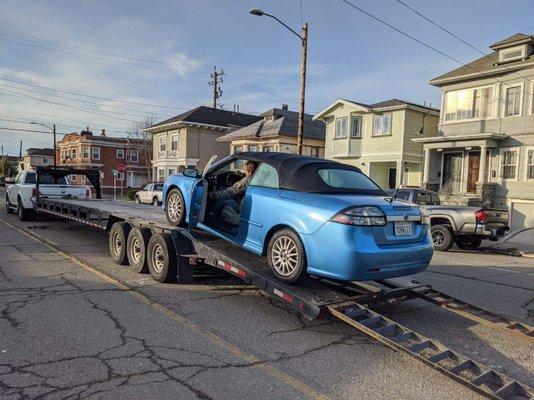 Blue Beauty getting loaded for her long ride to her new home.