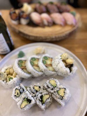 Avocado roll + Vegetable Tempura roll