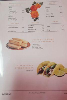 Menu page 2 of 2