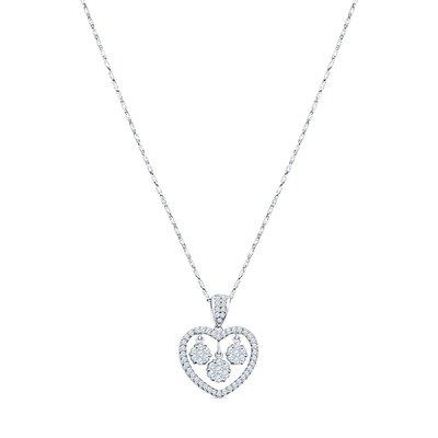 18K white gold with brilliant cut diamonds  heart pendant. 
TDW: 0.69ct
H: 22mm
W:18mm