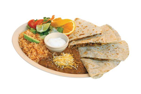 Flour tortillas filled with cheese and your choice of meat. Up to 12 meats to chose from. Enjoy with rice, beans and side salad.