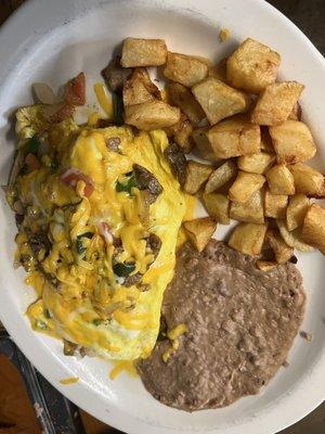 Steak and onion omelette