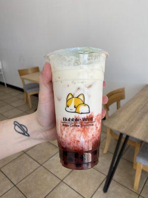 Strawberry boba milk