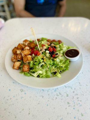 Vegan BBQ tofu chopped salad