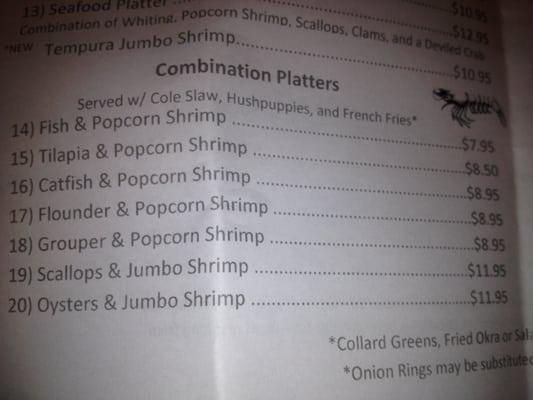 Menu - Combination Platters