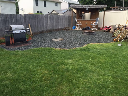 Small rock job around fire pit and outside bar!