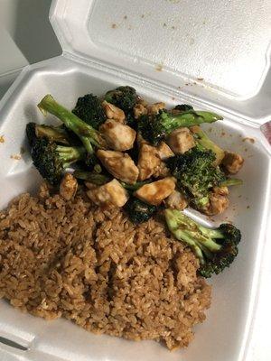 Chicken & broccoli with fried rice