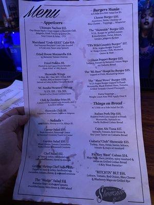 Menu but they also offer daily specials that aren't on the menu