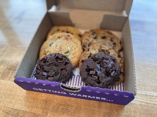 birthday cake, double chocolate chunk, chocolate chunk, gluten-free chocolate chip