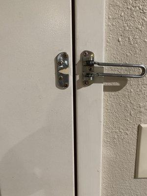 Broken lock door wouldn't even shut properly unless you slam it with force!