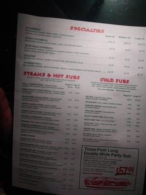 T&M Menu