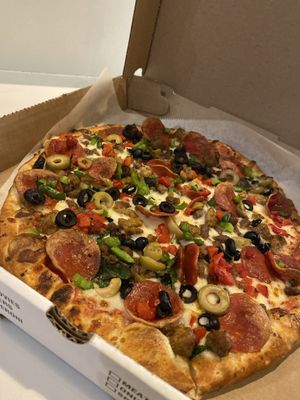 A pizza with everything