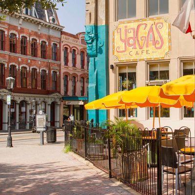 Sit outside on our pet friendly outdoor patio! Enjoy shade, live music, and cold, refreshing cocktails!