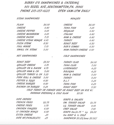 menu