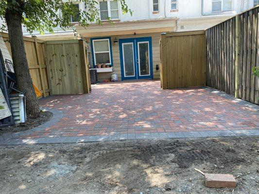 Herringbone patter paver patio/ driveway.