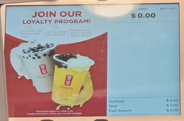 Fake loyalty program at Gong Cha