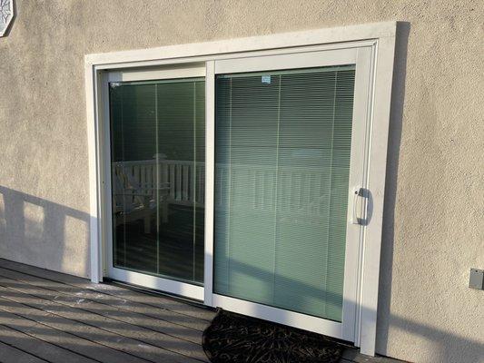 Ninety five inch sliding door with inset blinds