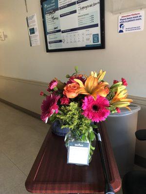 Beautiful arrangement with card.