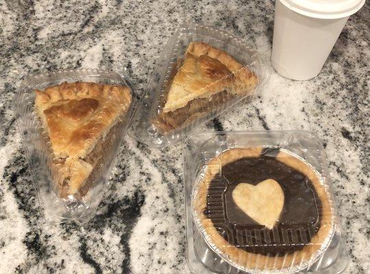 Sweet potato pie and old fashioned apple pie with a latte...the pies and latte were delicious!!