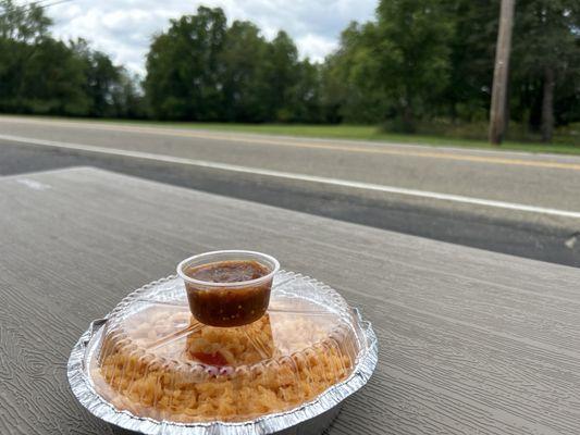 Rice, salsa, and the lot where the deer are!  I ate the rest before I decided to leave a review.