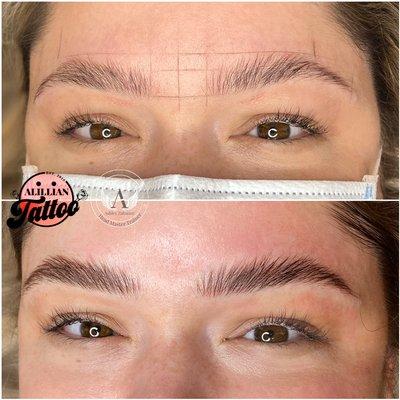 Nano brows before and after.