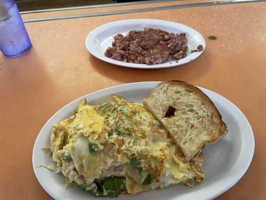 Omelette and hash