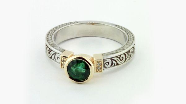 Custom emerald engagement ring, handmade by us