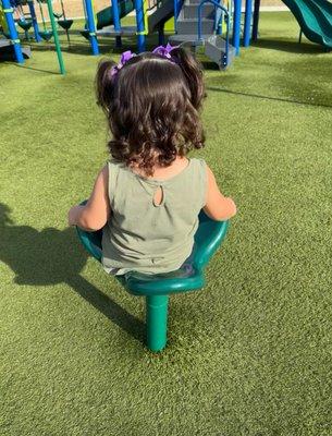 They have these spinning seats in various places around the park.