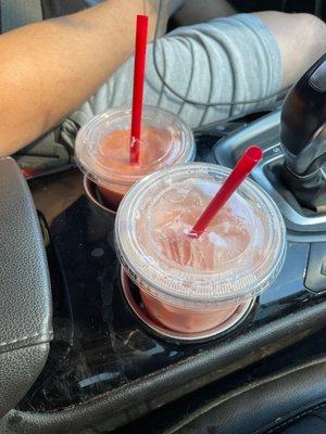 Strawberry Banana Smoothie and lotus energy Kids Italian Soda