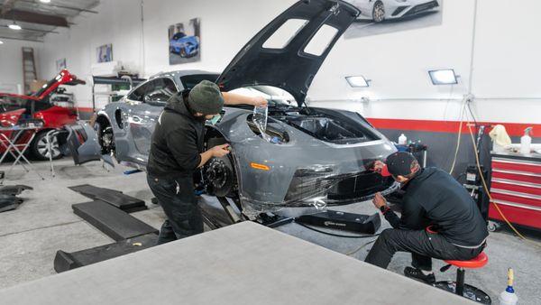 New GT3RS during Full Body Custom Paint Protection Film Install.