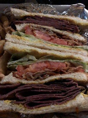 Close up of pastrami club. Was very tasty.