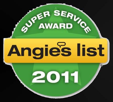 We won 2011 Angie's List Super Service Award!