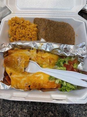 Beef enchilada plate.