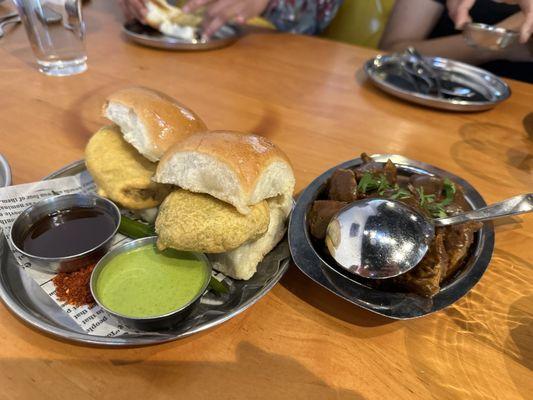 Chicken suka and vada pav