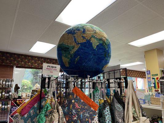 Knitted globe of the world.