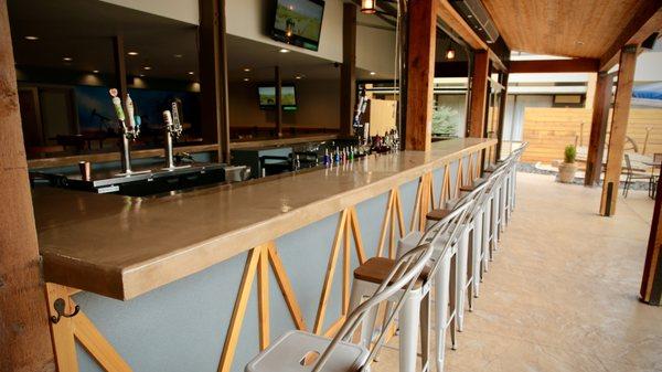 Indoor and outdoor bar seating