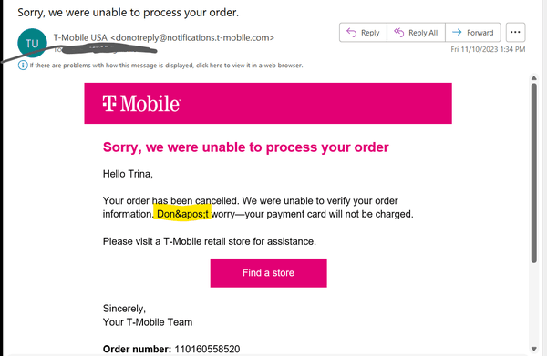 Never ever use T-Mobile.