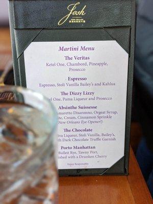 Cocktail menu