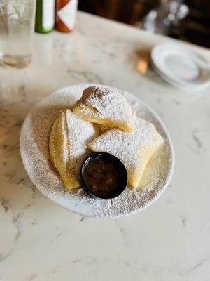 Beignets with the caramel pecan sauce