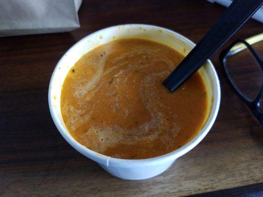 Red pepper and Gouda soup.