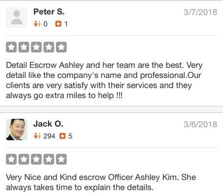 5 star reviews from clients