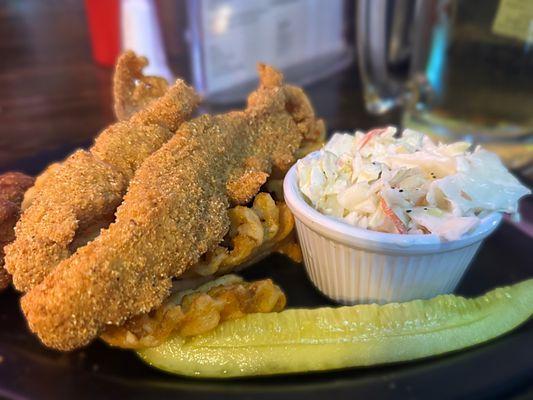 Catfish Plate with Waffle Fries & Hushpuppies. AMAZING!