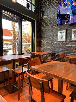 Bar area with huge open windows