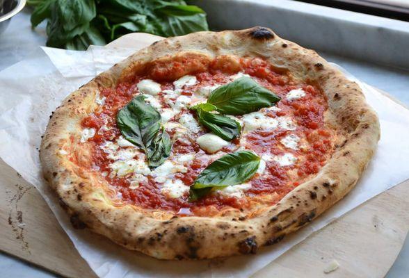 The Classic Margherita..D.O.P. Tomato Sauce, fresh mozzarella, basil, Parmigiano Reggiano, D.O.P., EVOO